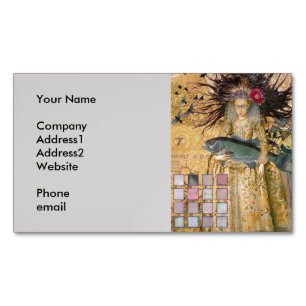 Vintage Pisces Fish Woman Gothic Classic Magnetic Business Card
