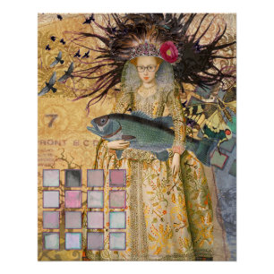 Vintage Pisces Fish Woman Gothic Classic  Poster