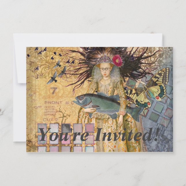 Vintage Pisces Woman Gothic Classic  Invitation (Front)