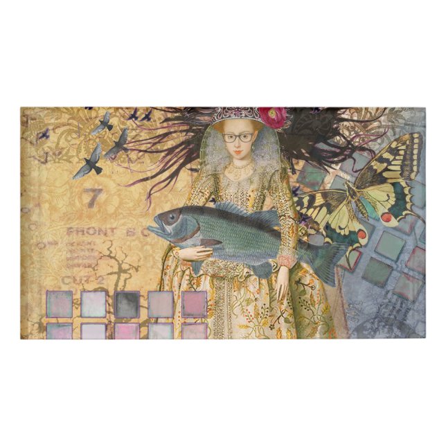 Vintage Pisces Woman Gothic Classic  Name Tag (Front)