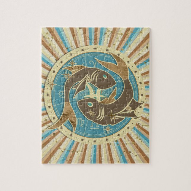 Vintage Pisces Zodiac Art Jigsaw Puzzle (Vertical)