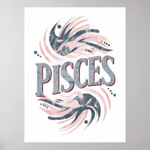 Vintage Pisces Zodiac Sign