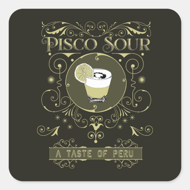 Vintage Pisco Sour Square Sticker (Front)