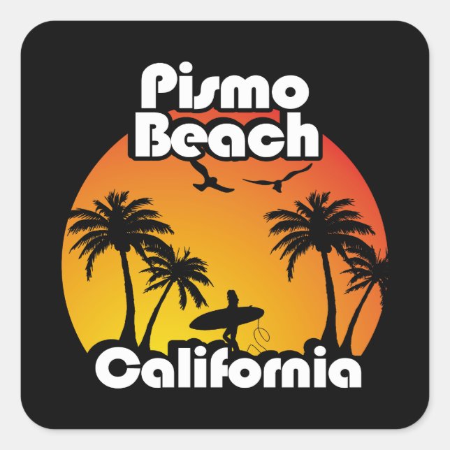 Vintage Pismo Beach California Square Sticker (Front)
