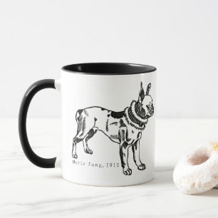 Vintage Pitbull Art Personalised Mug