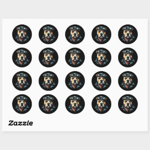 Vintage Pitbull Biker Classic Round Sticker