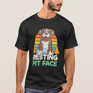 Vintage Pitbull Resting Pit Face Funny Dog Lover D T-Shirt