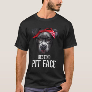 Vintage Pitbull Resting Pit Face - Funny Pitbull L T-Shirt