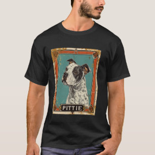 Vintage Pitbull Tarot Card Pittie Black White Pupp T-Shirt