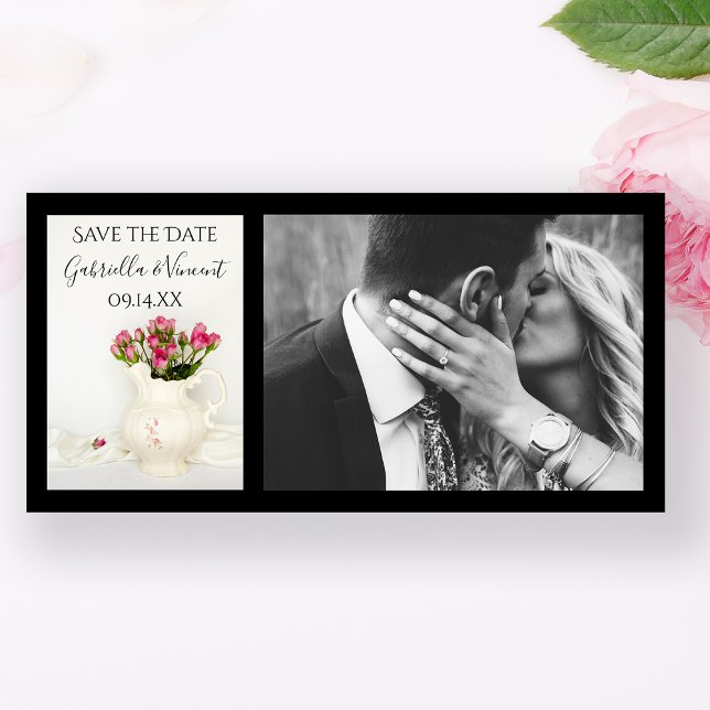 Vintage Pitcher Pink Roses Wedding Save the Date (Creator Uploaded)