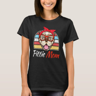 Vintage Pittie Mum American Pitbull Terrier Dog T-Shirt
