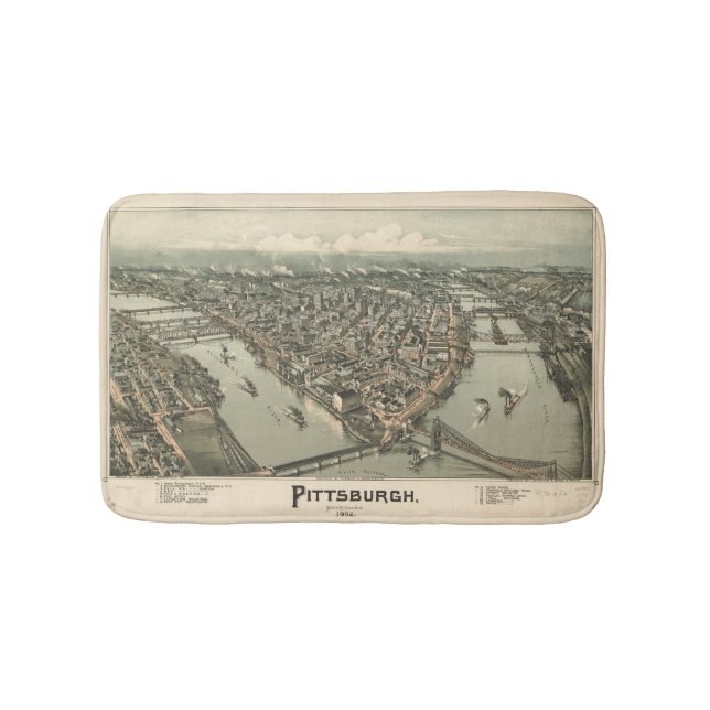 Vintage Pittsburgh Print Bath Mat (Front)
