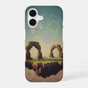 Vintage Pixel-Arcade Fantasy Plateau iPhone 16 Case