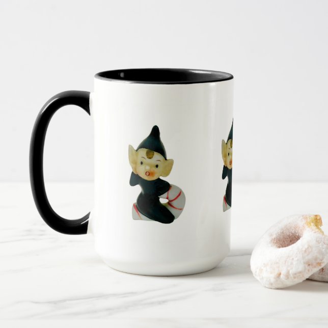 Vintage Pixie Elf Christmas Coffee Mug (With Donut)