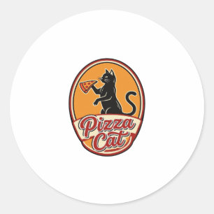 Vintage Pizza Cat Retro Funny Cat Lover Design_1 Classic Round Sticker