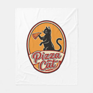 Vintage Pizza Cat Retro Funny Cat Lover Design_1 Fleece Blanket