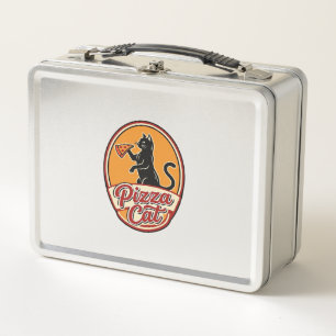 Vintage Pizza Cat Retro Funny Cat Lover Design_1 Metal Lunch Box