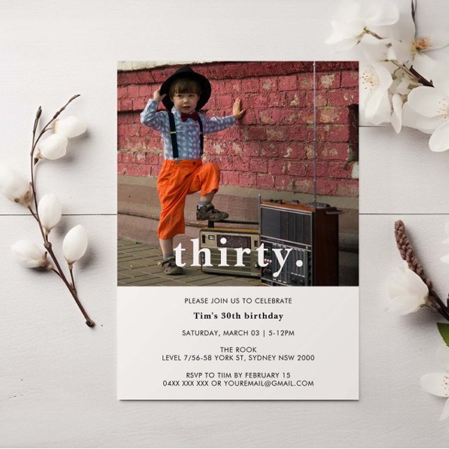 Vintage Plaid 30th Birthday Photo Invitation (Creator Uploaded)