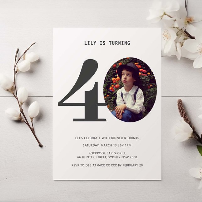 Vintage Plaid 40th Birthday Photo Invitation (Creator Uploaded)