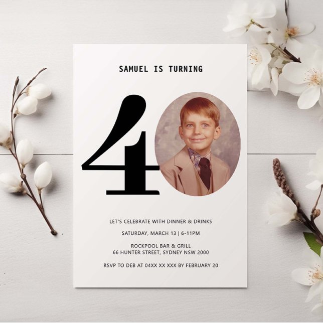 Vintage Plaid 40th Birthday Photo Invitation (Creator Uploaded)