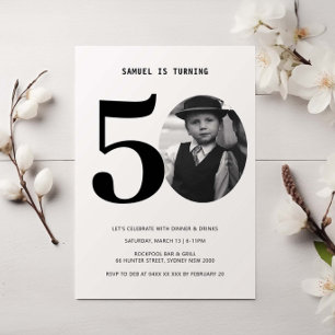 Vintage Plaid 50th Birthday Photo Invitation