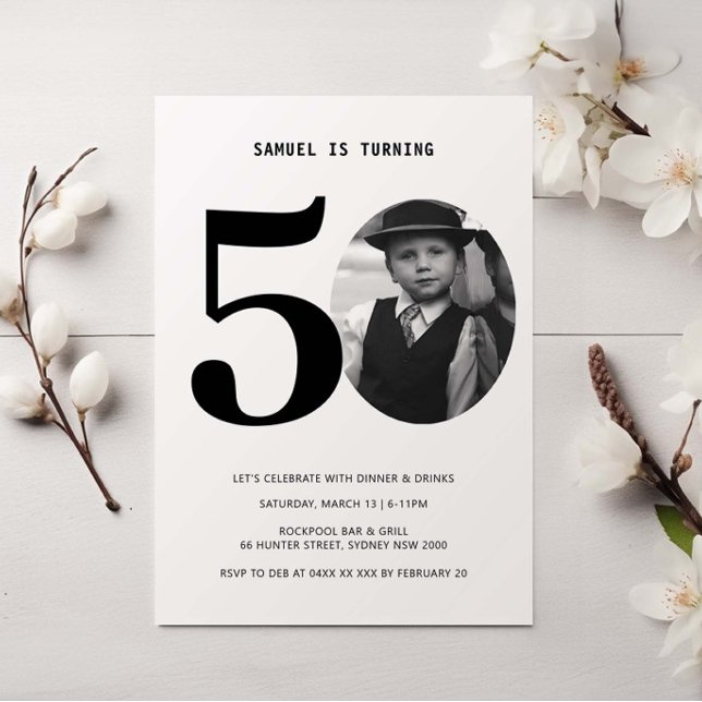 Vintage Plaid 50th Birthday Photo Invitation (Creator Uploaded)