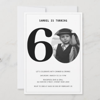 Vintage Plaid 60th Birthday Photo Invitation
