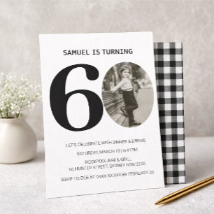 Vintage Plaid 60th Birthday Photo Invitation
