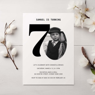 Vintage Plaid 70th Birthday Photo Invitation