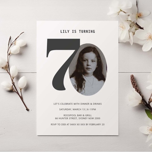 Vintage Plaid 70th Birthday Photo Invitation (Creator Uploaded)