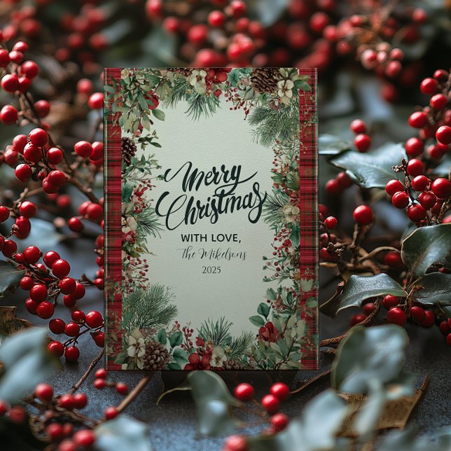 Vintage Plaid Christmas Holiday Card (Creator Uploaded)