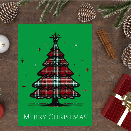 Vintage Plaid Christmas Tree Holiday Card