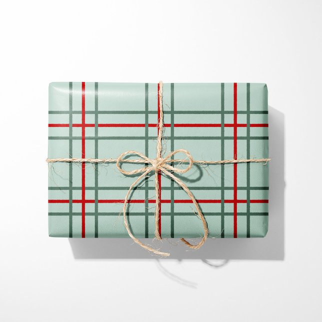 Vintage Plaid Christmas Wrapping Paper - Mint (Creator Uploaded)