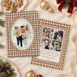 Vintage Plaid Family Photo Christmas Holiday Card