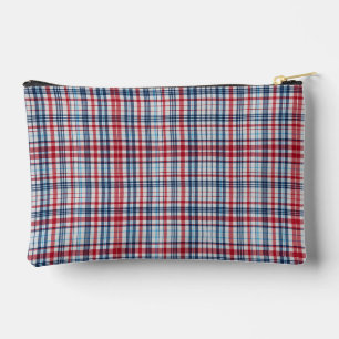Vintage, plaid red white blue pattern accessory pouch