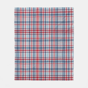 Vintage, plaid red white blue pattern  fleece blanket