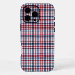 Vintage, plaid red white blue pattern  iPhone 16 pro max case