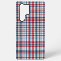 Vintage, plaid red white blue pattern