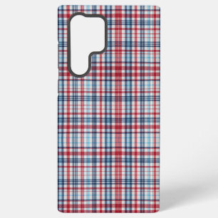 Vintage, plaid red white blue pattern samsung galaxy case
