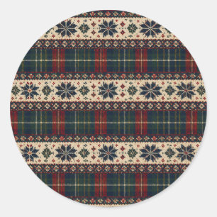 Vintage Plaid & Snowflake Christmas Stickers