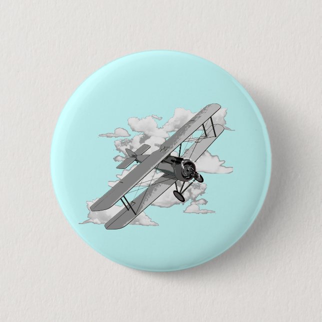 Vintage Plane 6 Cm Round Badge (Front)