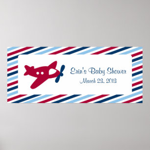 Vintage Plane Airmail Baby Shower Banner Poster