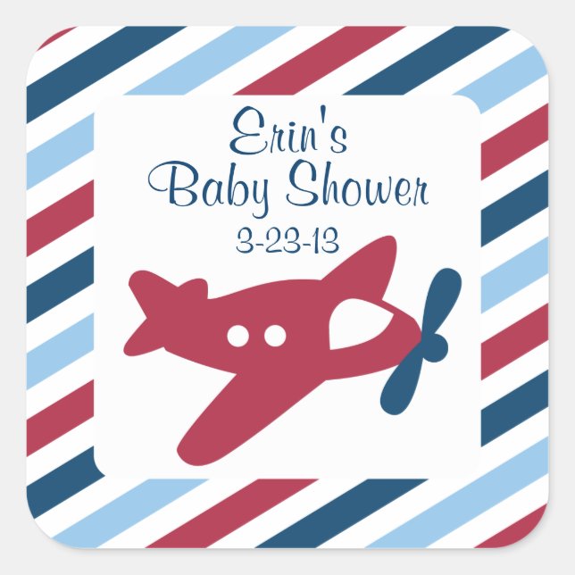 Vintage Plane Airmail Square Sticker (Front)