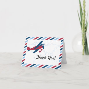 Vintage Plane Airmail Thank you Card