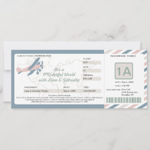 Vintage Plane Birthday Boarding Pass Ticket Invitation