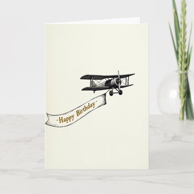 Vintage Plane Birthday Card (Front)