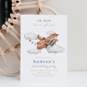 Vintage Plane Birthday Invitation   Aeroplane