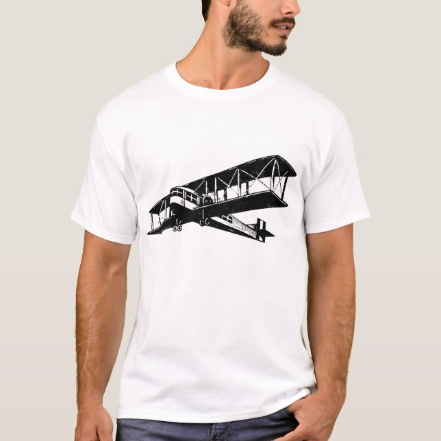 Vintage Plane - Black T-Shirt (Front)