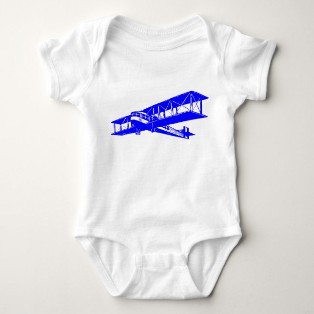 Vintage Plane - Blue Baby Bodysuit (Front)