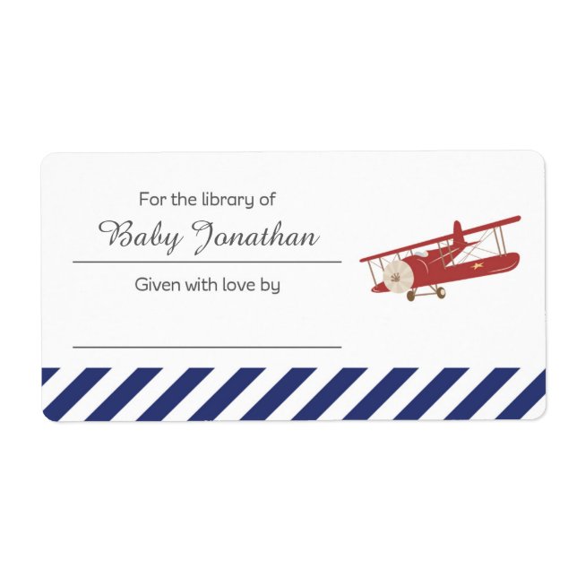 Vintage Plane Bookplate Label Sticker (Front)